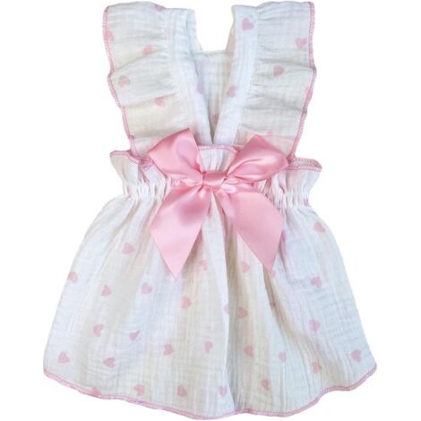 QORVA-Robe imprimée cœur pour chien et chat, noeud décoratif, jolie robe pour chiot, tutu, chihuahua, poméranien, taille S (1/4)