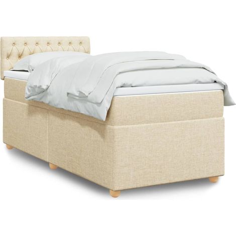 Boxspringbett mit Matratze Creme 90x200 cm Stoff