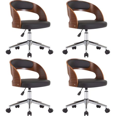 Maison Exclusive - Sedie da Pranzo Girevoli 4pz Nere in Legno Curvato e Similpelle (1/5)