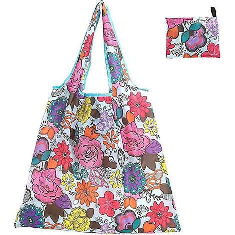 ensemble 1 Pice De Grand Sac Main Pliable (fleurs Bleues) (1/5)