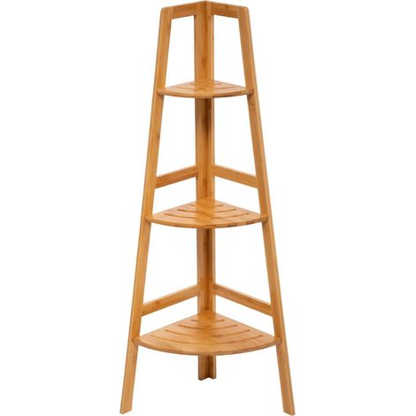 5Five Simply Smart – Étagère d'angle salle de bain 3 niveaux en bambou – Dimensions 31,9x31,5x103cm – Charge 3kg par étagère – Résistante à l'humidité