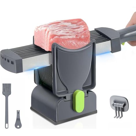 Trancheuse à viande manuelle - Épaisseur réglable de 2 à 4 mm - Pour poulet, bœuf, porc et agneau - Idéale pour les barbecues, les fondues et la cuisine maison (1/5)