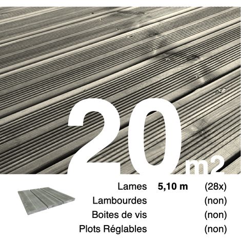 Planches de terrasse Pin autoclave Gris pour 20 m² • Longueur 5,1 m (1/3)