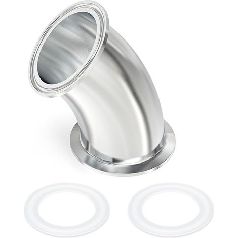 1 pièce coude à 45 degrés, raccords sanitaires en acier inoxydable 304 pour tube de 2-1/2“ (64 MM) de diamètre extérieur, bride à collier de serrage 2,5” (77,5 MM) avec joints en silicone (1/5)