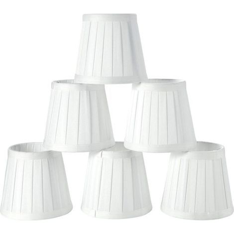 SABIR Set mit 6 Stofflampenschirmen für Decken- und Pendelleuchten, Klemmlampenschirme für Wandleuchten und Nachttischlampen (reinweiß) (1/5)