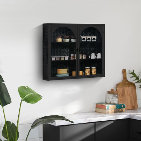 mobile contenitore 60x23 vetro nero parete intrecciato OKMYHOME (1/4)