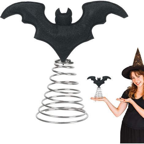 Fledermaus Baumspitze Dekorative Fledermaus mit Metallfeder-Basis  Baumspitzen-Dekoration Für Feiertagsparty draußen, auf der , auf dem Hof, im Gartenbereich und im Spukhaus (1/5)