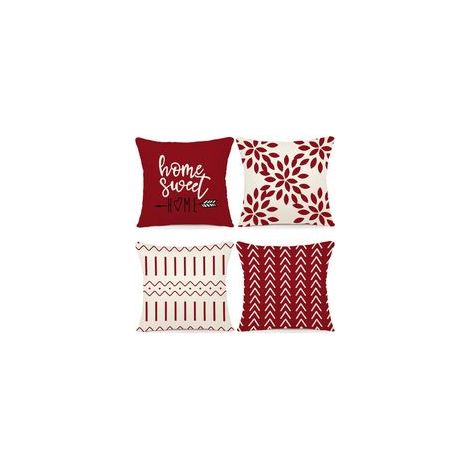 Lot de 4 Housse Coussin Décoratif Canapé Taie d'oreiller Decoration Canapé Housses de Coussin en Lin d'extérieur Housse de Coussin Décoration pour Chambre, canapé, Chaise, Lit,Jardin 45x45CM,No