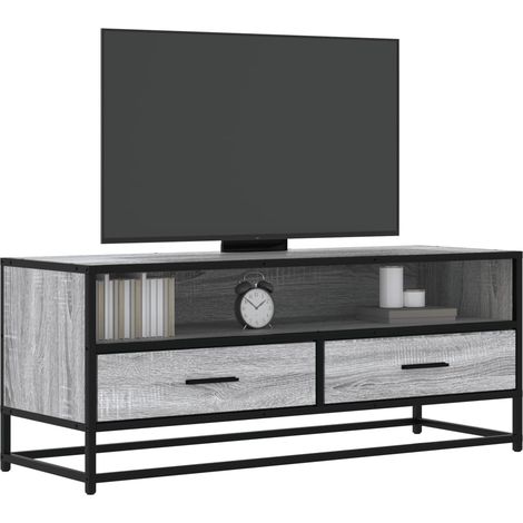TV-Schrank Grau Sonoma 100x34,5x40 cm Holzwerkstoff und Metall