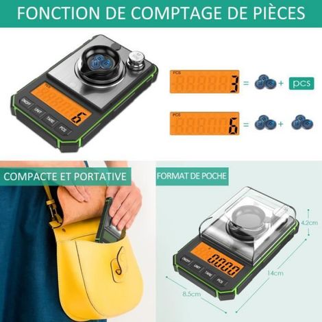 Balance de Précision - 50 g / 0.001 g - LCD Rétro-éclairé - 6 Unités de Mesure - pour Cuisine Bijoux Laboratoire - 1 Pièce (1/4)