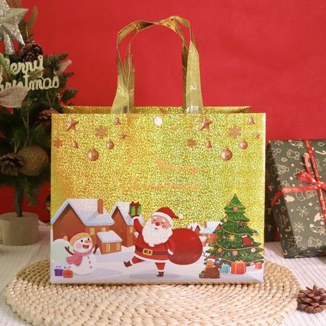 Weihnachtsgeschenktüten 322515 cm mit Kordelzug, 10er-Packung, Tüten zum Verpacken von Weihnachtsleckereien, Geschenktüten für Weihnachtsfeiern, Bonbontüten mit Schleifen (1/5)