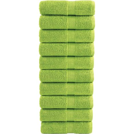 Serviettes de toilette de qualité supérieure SOLUND, 10 pièces, vert pomme, 30 x 30 cm, 600 g/m²