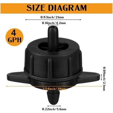 Lot de 100 Goutteurs autorégulants 4 l/h, Goutteurs d'irrigation en ligne système micro, Goutteur pour arrosage agriole et jardinage (1/5)