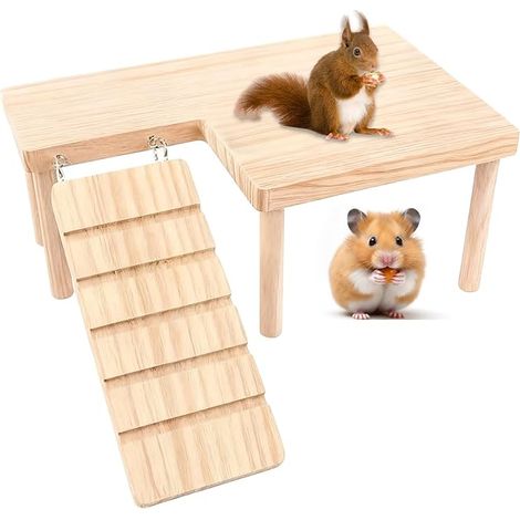 Wooden Hamster Platform, Climbing Ladder Platform Animals Hamster Ladder for Rats, Mice, Small Animals (11 x 17 x 13.5 cm) (1/5)