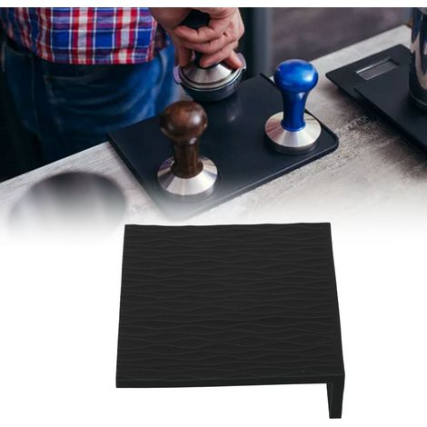 Tapis tasseur à café gaufré, tapis marteau à poudre, tapis antidérapant en silicone, noir (1/5)