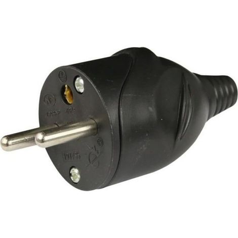 Fiche Électrique Mâle - 16 A - 2P + T - Noir - Pour Câble H03VV-F 3x1 mm² ou 3x1,5 mm² - Intérieur (1/2)