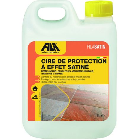 Fila – Cire de protection satin 1L – Pour terre cuite, ciment et marbre – Protège et valorise les surfaces – Application facile et rendement optimal