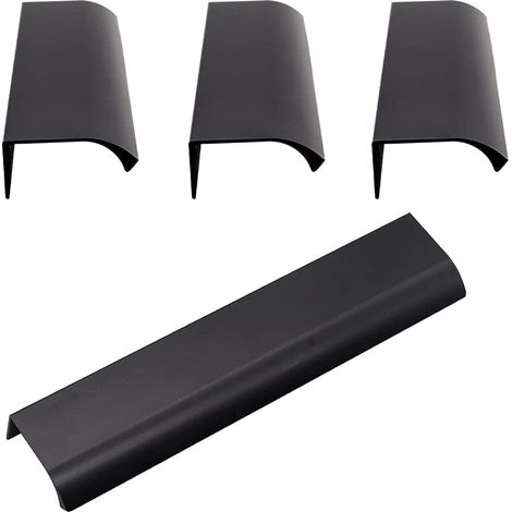 Maniglie invisibili per mobili, integrate, a scomparsa, scorrevoli a bordo sigillato per ante, cassetti e armadi, nere (120 x 32 x 18 mm), 4 pezzi (1/4)