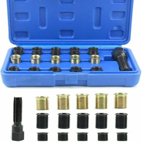 Kit de reparación de roscas de roscas de 16 piezas, M14 x 1.25 mm, macho de roscar M16 con estuche portátil, herramienta de reparación de bujías (1/4)
