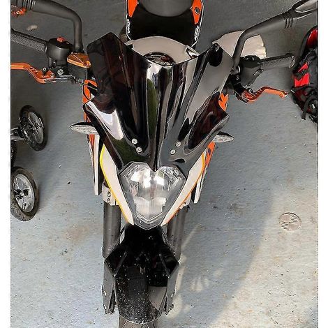 Pare-brise double bulle pour moto KTM 125, 200 et 390 Duke (2011-2016), coloris Noir Iridium Fumé. (1/5)