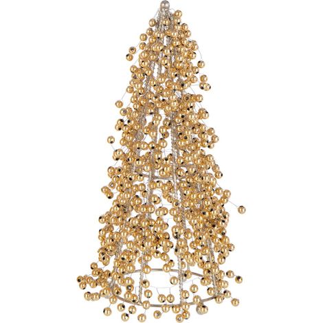 Cône Déco Design "Perles" 25cm Doré (1/3)