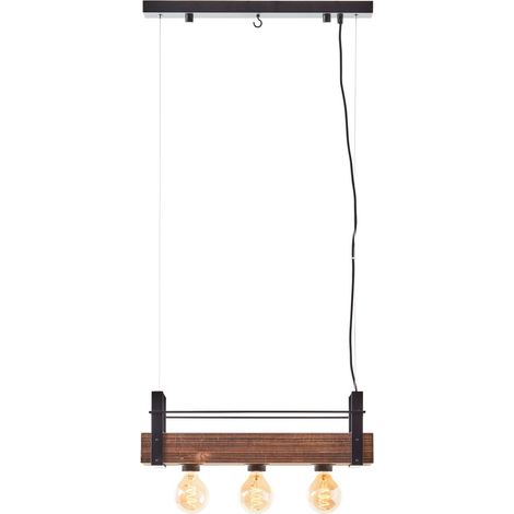 BRILLIANT lampe, suspension Bankwood 3 flammes acier noir / bois, 3x A60, E27, 28W, bois issu de la foresterie durable (FSC) (1/5)