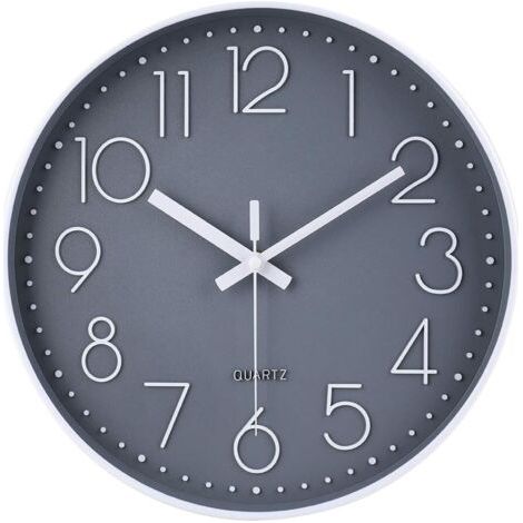 Moderne Horloge Murale silencieuse et sans tic-tac,Horloge Murale Mute Silencieuse Pendule Murale pour La Chambre Cuisine Salon - Gris-30 CM (1/5)