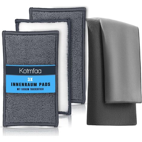 Lot de 3 tampons de nettoyage intérieur voiture microfibre & chiffon séchage (1/5)