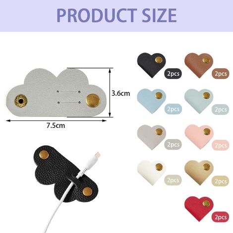 18 Pcs Organisateurs en Cuir Attaches de Cuir PU en Forme de Cœur Réutilisables Portable Câbles Organisateur pour écouteurs de Chargement Câble de Données Sangles de Rangement