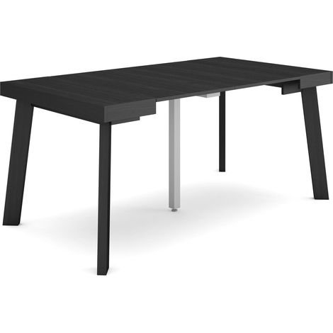 Skraut Home - Consolle allungabile, Tavolo consolle allungabile , 160, Per 8 persone, Gambe in legno, Stile moderno, Nero (1/5)