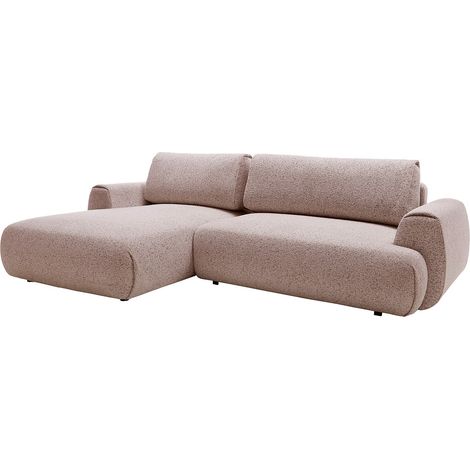 Canapé d'angle gauche convertible en tissu chiné rose MONELIA (1/4)