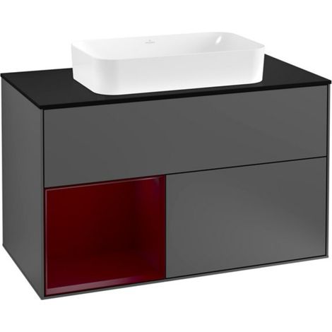 V&B Waschtischunterschrank Abdeckplatte bla m Finion 100x60,3cm, Reg li Peo, Anthracite matt (1/2)