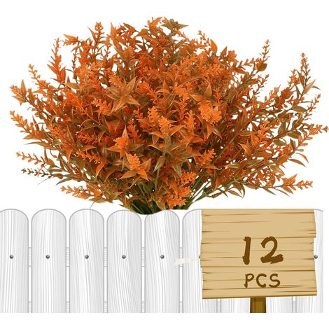 12 bouquets de fleurs artificielles d'automne, plantes d'automne artificielles inaltérables, pour Thanksgiving, Halloween, Noël, mariage et fêtes (foncé)-AquaForge (1/5)