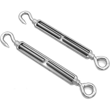 Lot De 2 Crochets Et Œillets M12, Tendeur C À O, Acier Inoxydable 304, Kit De Quincaillerie Pour Tension De Câble Métallique Robuste, Pour Pare-Soleil, Installation D'auvent De Tente (1/5)