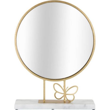 Specchio con appoggio in marmo cornice color oro per bagni e camere da letto -Farfalla (1/5)