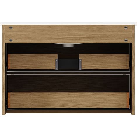 Meuble de salle de bain Chêne,meuble bas de rangement,avec 2 tiroirs,largeur 75 cm,MDF (1/5)