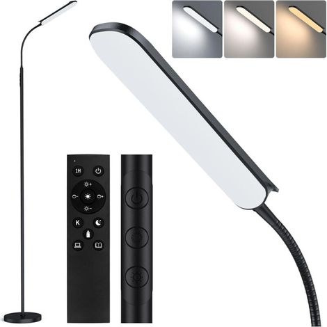 Lampe sur Pied, Lampadaire LED 18W 2200LM avec Télécommande et Contrôle Tactile, Dimmable Linéaire Température Couleur et Luminosité, Minuterie 1-Heure, Lampadaire Flexible à Col de Cygne (18W) [Class (1/4)