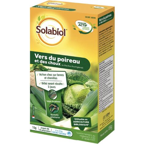 Insecticide biologique action choc pour vers du poireau et choux – Bacillus thuringiensis 15g – Traitement préventif efficace – Maisange