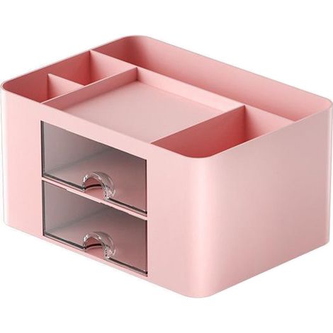 Organisateur De Bureau - Avec 2 Tiroirs Et 7 Compartiments - Pour Stylos Crayons Fournitures De Bureau Et Artistiques - 19,5 x 14 x 10 cm (1/5)