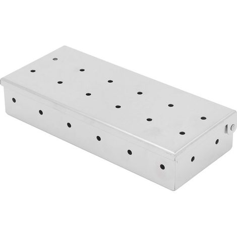 Boîte de fumoir en acier inoxydable, copeaux de bois, fumée de barbecue avec couvercle ventilé, ajout de saveur fumée, accessoires de gril à charnière (1/5)