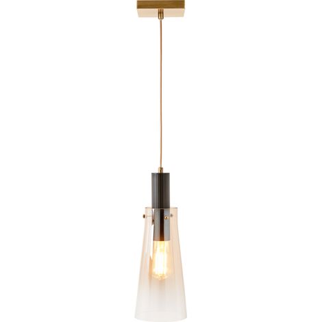 Visconte Atrani Ceiling Pendant 1 Light with Champagne Tint Shade - Brass, Black (1/5)