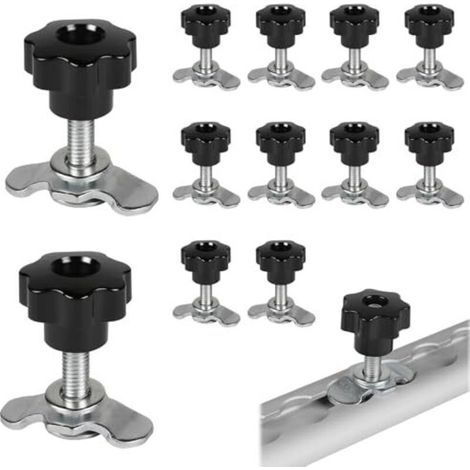 12x raccord à vis pour rail d'avion M8x45 raccord d'avion raccord d'avion noir star grip accessoires de raccord à vis d'avion embout pour rails d'arrimage 500daN raccord à vis d'avion (1/4)