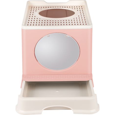 Skecten Caja de Arena para Gatos, Caja de Arena con Pala, Arenero para Gatos, Inodoro para Mascotas, Rosa (1/5)