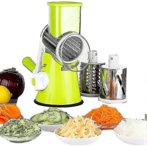 Coupe-légumes manuel multifonction avec 3 lames cylindriques en acier inoxydable - Râpe à carottes et à fromage (1/5)