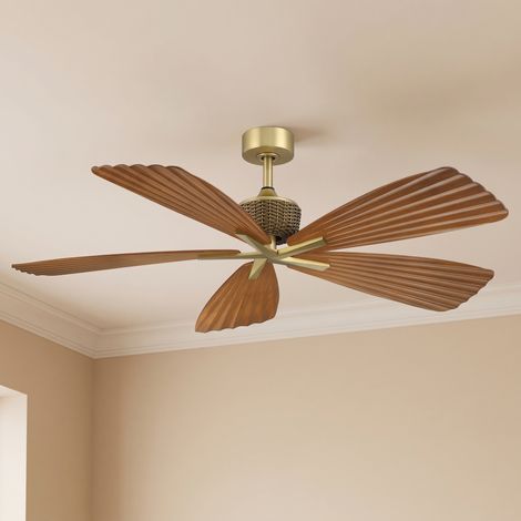 Parrot Uncle Ventilateur Plafond Sans Lumière 142 cm, Silencieux Moteur DC Réversible, Télécommande 6 Vitesses, 5 Pales Design Tropical, IP66