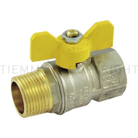Tiemme - Valvola arresto a sfera gas 3/4 a farfalla maschio-femmina passaggio standard