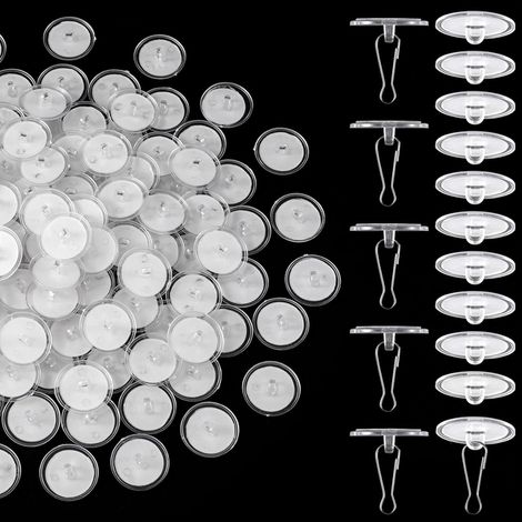 100 crochets auto-adhésifs, en plastique transparent