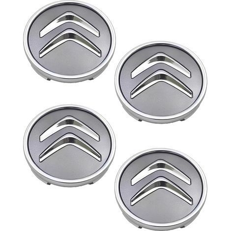Lot de 4 enjoliveurs de Roue Noirs,pour Citroën 60 mm C1 C3 C4 C5 C6 DS3,Enjoliveurs de Roue en Alliage,Bonne stabilité (Gris) (1/5)