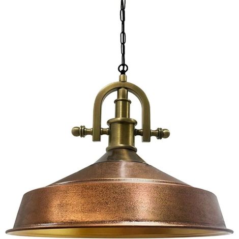 Suspension Luminaire Asletl Industrielle en Métal Tono Cuivre Peint à la Main – Lustre Vintage E27 Ø40 cm pour Salon, Chambre ou Salle à Manger (1/3)