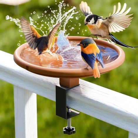 1 pièce bain d’oiseaux 12 pouces réglable, mangeoire à fixer sur balcon ou terrasse, installation sans outils (1/5)